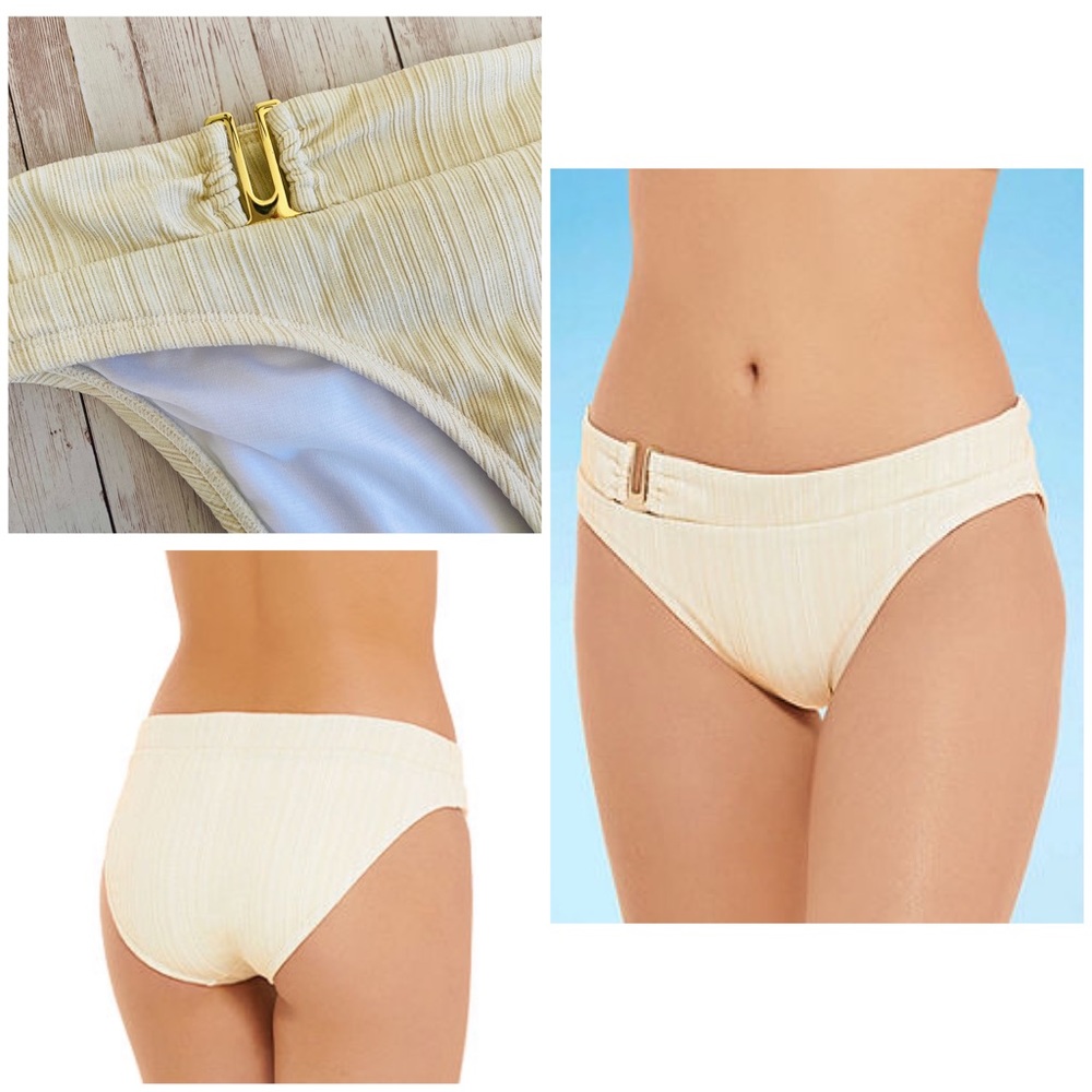 🔆 Mynah Ribbed Womens Metallic Textured Hipster Bikini Bottom
